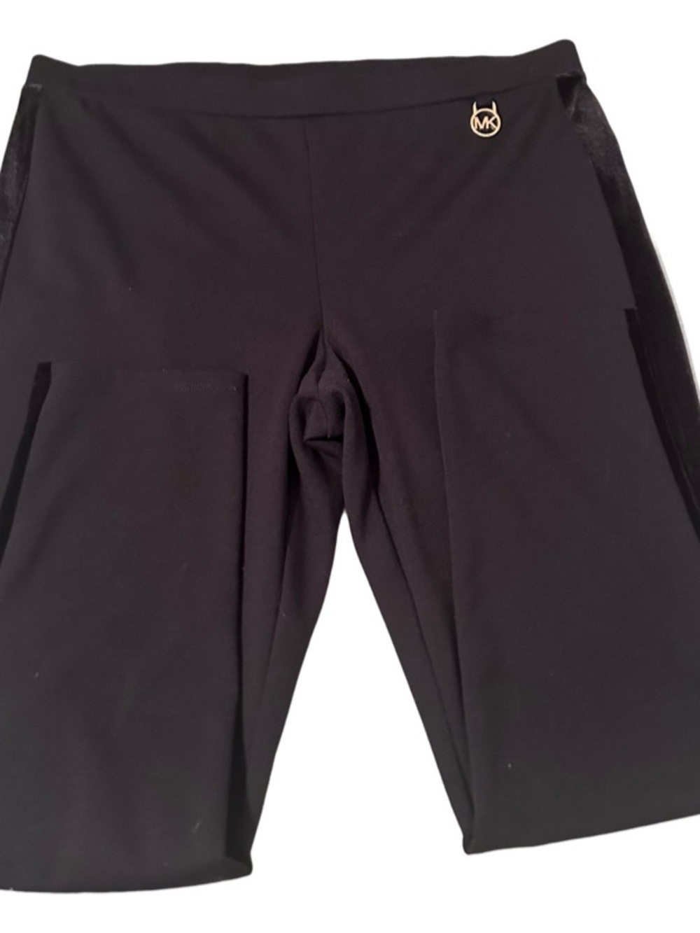 Michael Kors Black Knit Ponte Pants With Velvet Trimmed Sides
